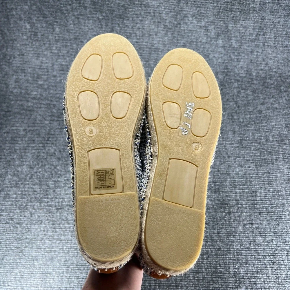 J Mclaughlin Espadrille Slip On Shoes Womens 9 Alexa Denim Natural Cap Toe Flats